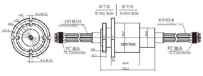 fo800 σειρά 8 σειράς FO800 σχέδιο δαχτυλιδιών ολίσθησης δαχτυλιδιών ολίσθησης οπτικών ινών καναλιών