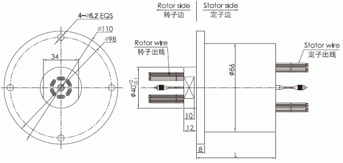 fo109 σειρά σειράς FO109 1 ίνα-ηλεκτρικό σχέδιο δαχτυλιδιών ολίσθησης δαχτυλιδιών ολίσθησης καναλιών