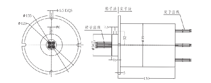 2M099041002M09904100 系列过孔式大电流导电滑环 系列滑环外形图纸